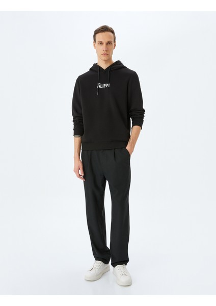 Slogan Baskılı Pamuk Karışımlı Şardonlu Kapşonlu Sweatshirt fiyatları