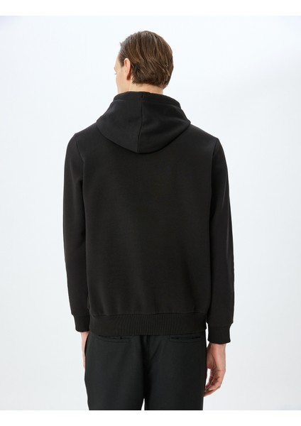 Slogan Baskılı Pamuk Karışımlı Şardonlu Kapşonlu Sweatshirt fırsatları