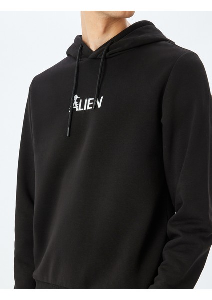 Slogan Baskılı Pamuk Karışımlı Şardonlu Kapşonlu Sweatshirt indirimleri