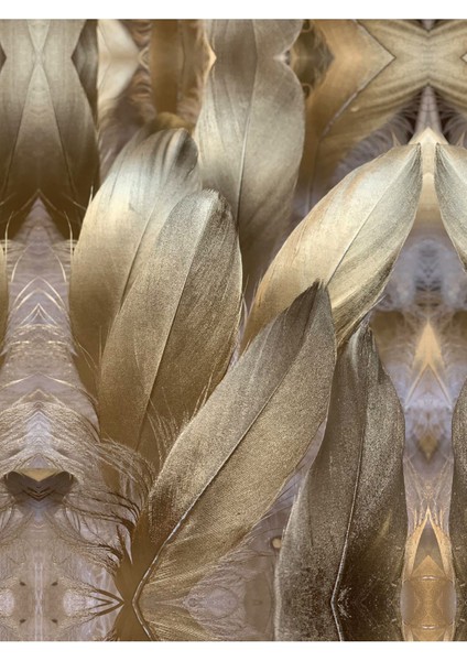 Lacivert Gold Renk Kanat Tüy Kombin 009 Çerçeveli Cam Tablo Temperli 3'lü modelleri