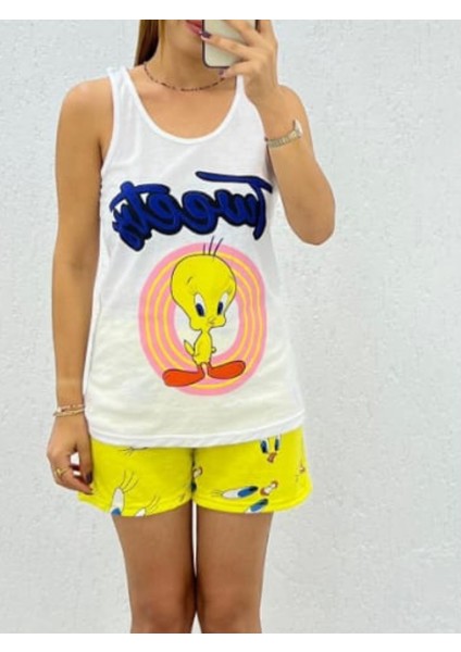 Şortlu Askılı Pijama Takımı Tweety - L/xl