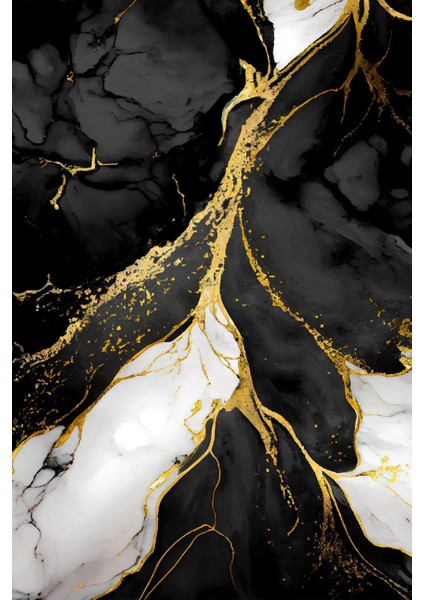 Siyah Gold Renk Soyut Balık Desen Set Çerçeveli Cam Tablo 3'lü fiyatları