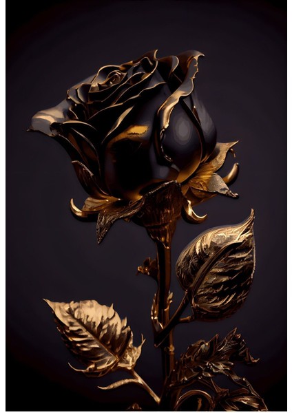 Siyah Gold Gül Kombini Çerçeveli Cam Tablo 2'li modelleri