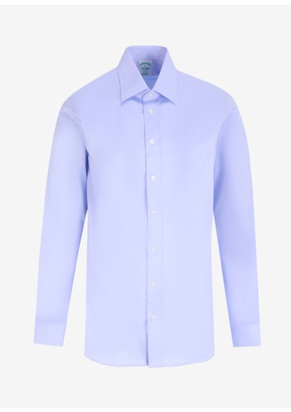 Slim Fit Klasik Yaka Mavi Erkek Gömlek BBFW24MSH007