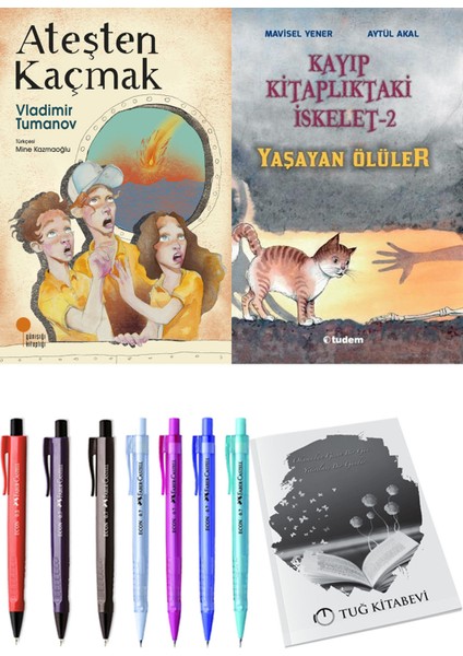 Kayıp Kitaplıktaki Iskelet 2 Yaşayan Ölüler ve Ateşten Kaçmak 2'li Set - Kalem