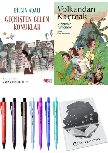 Volkandan Kaçmak ve Zaman Bisikleti 2 Geçmişten Gelen Konuklar 2li Set + Hediyeli