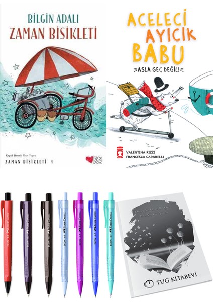 Aceleci Ayıcık Babu Asla Geç Değil ve Zaman Bisikleti 1 2'li Set - Kalem