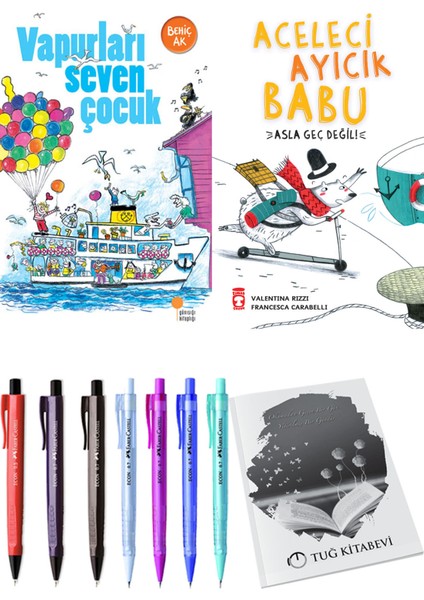 Aceleci Ayıcık Babu Asla Geç Değil ve Vapurları Seven Çocuk 2'li Set - Kalem