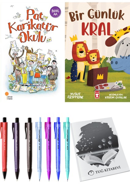 Bir Günlük Kral ve Pat Karikatür Okulu 2li Set + Hediyeli
