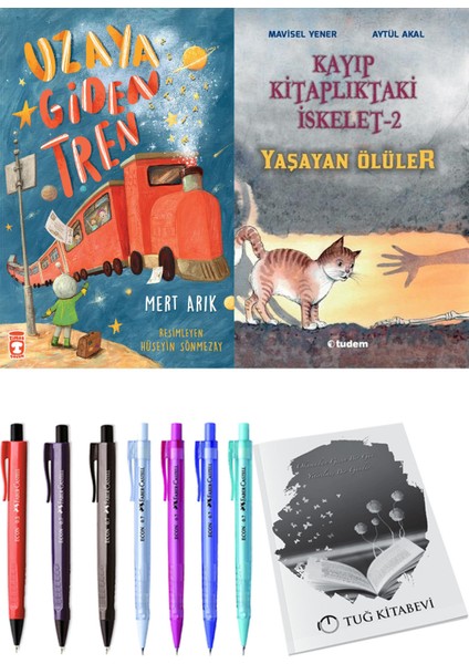 Kayıp Kitaplıktaki Iskelet 2 Yaşayan Ölüler ve Uzaya Giden Tren 2li Set + Hediyeli