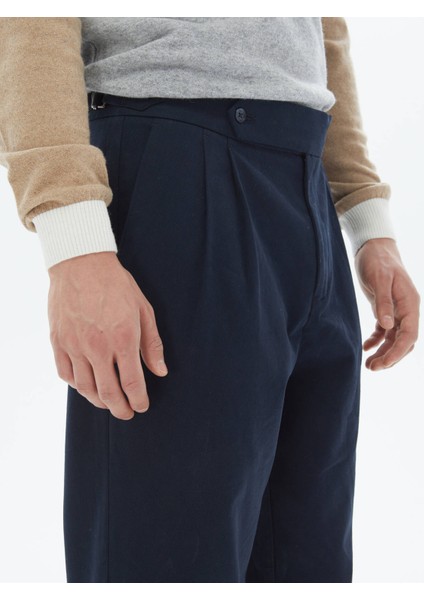 Lacivert Dokuma Carrot Fit Casual Pamuk Karışımlı Pantolon indirimleri