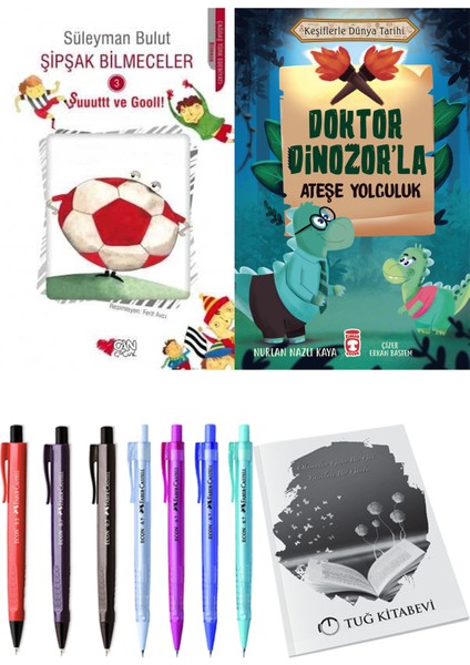 Doktor Dinozor'la Ateşe Yolculuk ve Şipşak Bilmeceler 3 2li Set + Hediyeli