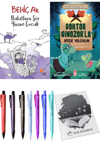 Doktor Dinozor'la Ateşe Yolculuk ve Bulutlara Şiir Yazan Çocuk 2li Set + Hediyeli