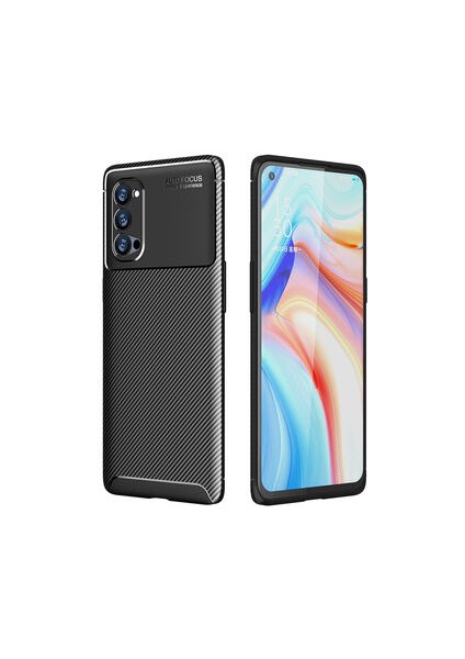 Oppo Reno 4 Pro 5g Kılıf Karbon Desenli Şık Tamia Premium Silikon Kapak