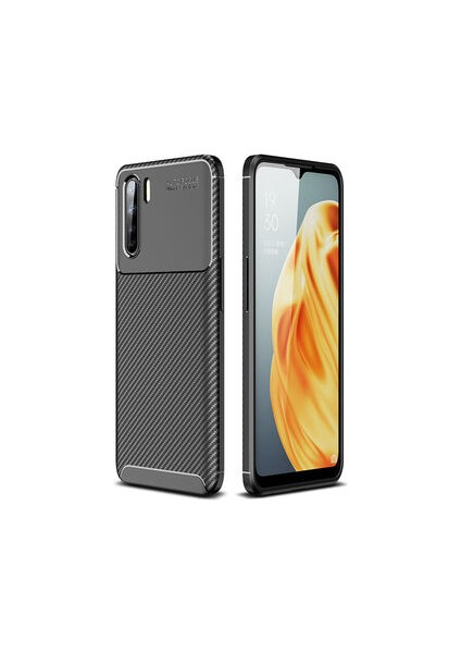 Oppo Reno 3 Kılıf Karbon Desenli Şık Tamia Premium Silikon Kapak
