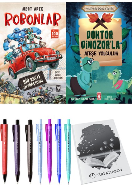 Doktor Dinozor'la Ateşe Yolculuk ve Robonlar Bir Kaçış Operasyonu 2li Set + Hediyeli