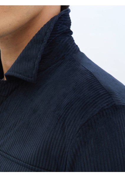 Lacivert Fitilli Regular Fit Dokuma Kadife Overshırt indirimleri