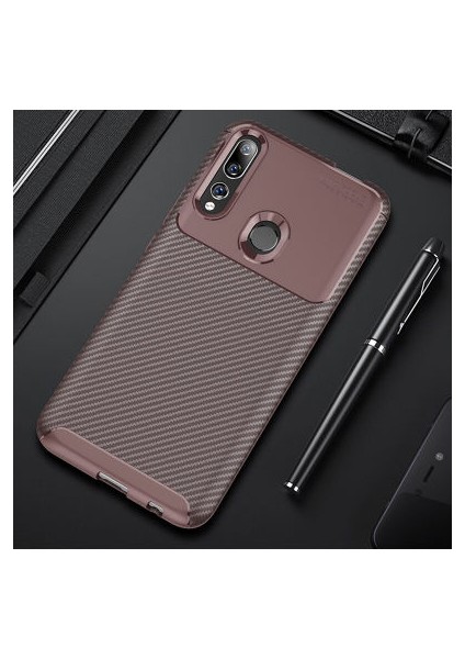 Huawei Y9 Prime 2019 Kılıf Karbon Desenli Şık Tamia Premium Silikon Kapak