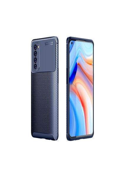 Oppo Reno 4 Pro 4g Kılıf Karbon Desenli Şık Tamia Premium Silikon Kapak
