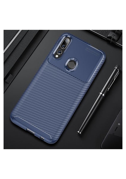 Huawei Y9 Prime 2019 Kılıf Karbon Desenli Şık Tamia Premium Silikon Kapak