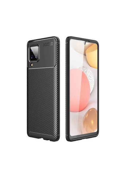 Samsung Galaxy A12 Kılıf Karbon Desenli Şık Tamia Premium Silikon Kapak