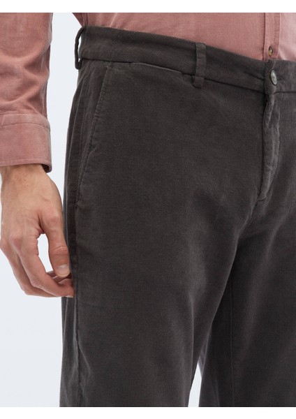 Gri Dokuma Regular Fit Kadife Casual Pamuk Karışımlı Pantolon modelleri