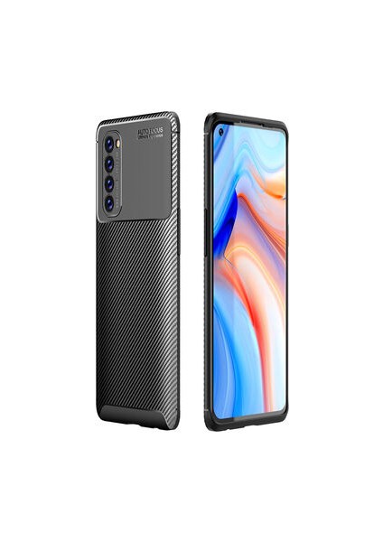Oppo Reno 4 Pro 4g Kılıf Karbon Desenli Şık Tamia Premium Silikon Kapak