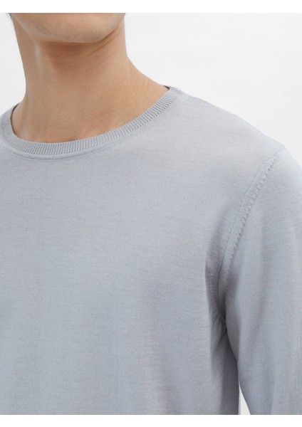 Lila Bisiklet Yaka Düz Örgü Yün Karışımlı Triko modelleri