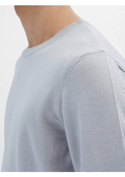 Lila Bisiklet Yaka Düz Örgü Yün Karışımlı Triko fırsatları