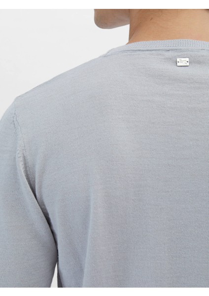 Lila Bisiklet Yaka Düz Örgü Yün Karışımlı Triko indirimleri