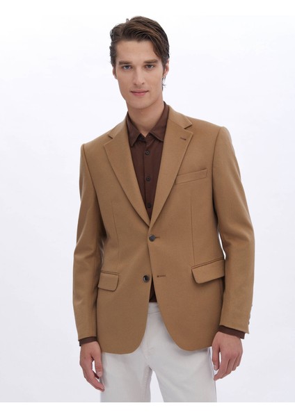 Deve Tüyü Düz Regular Fit Yün Karışımlı Ceket fiyatları