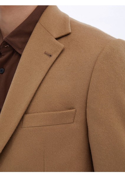 Deve Tüyü Düz Regular Fit Yün Karışımlı Ceket fırsatları