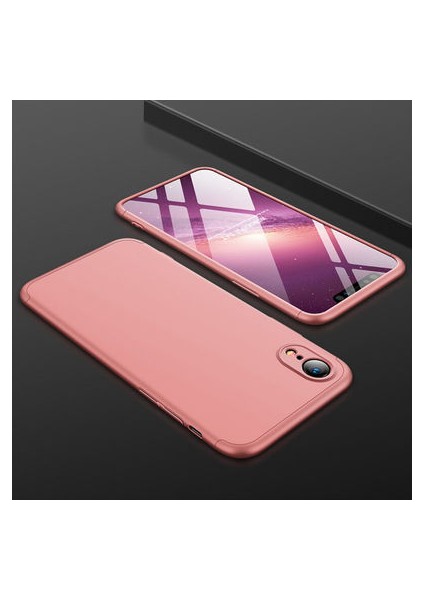 iPhone Xr Kılıf 3 Parçalı Şık Patch Sert Silikon Kapak