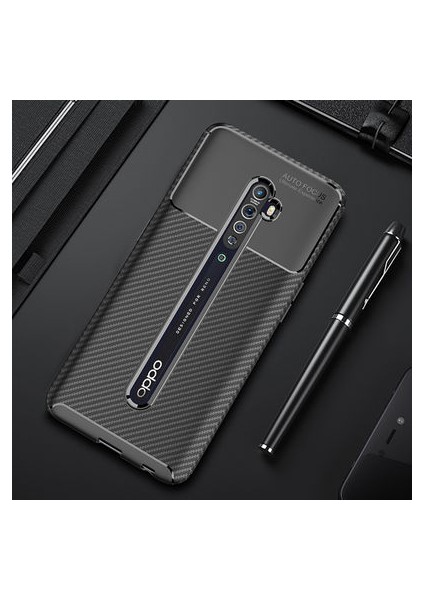 Oppo Reno 2z Kılıf Karbon Desenli Şık Tamia Premium Silikon Kapak