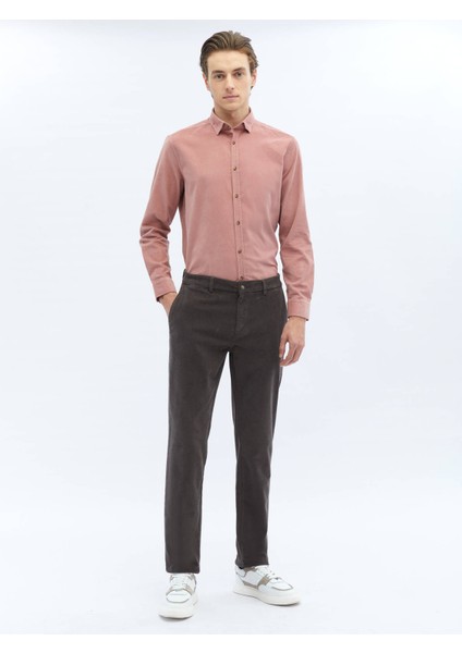 Gri Dokuma Regular Fit Kadife Casual Pamuk Karışımlı Pantolon