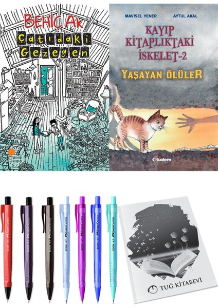 Kayıp Kitaplıktaki Iskelet 2 Yaşayan Ölüler ve Çatıdaki Gezegen 2li Set