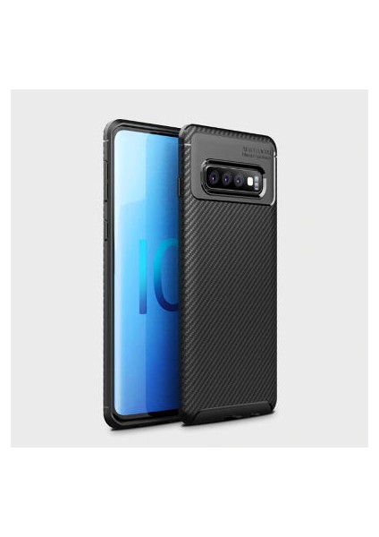 Samsung Galaxy S10 Plus Kılıf Karbon Desenli Şık Tamia Premium Silikon Kapak
