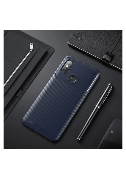 Xiaomi Mi Max 3 Kılıf Karbon Desenli Şık Tamia Premium Silikon Kapak