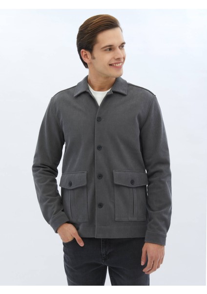 Gri Fitilli Regular Fit Dokuma Kadife Overshırt fırsatları