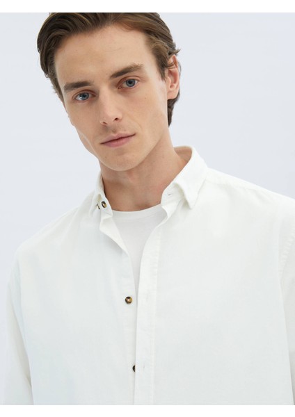 Beyaz Fitilli Regular Fit Dokuma Kadife Casual %100 Pamuk Gömlek indirimleri
