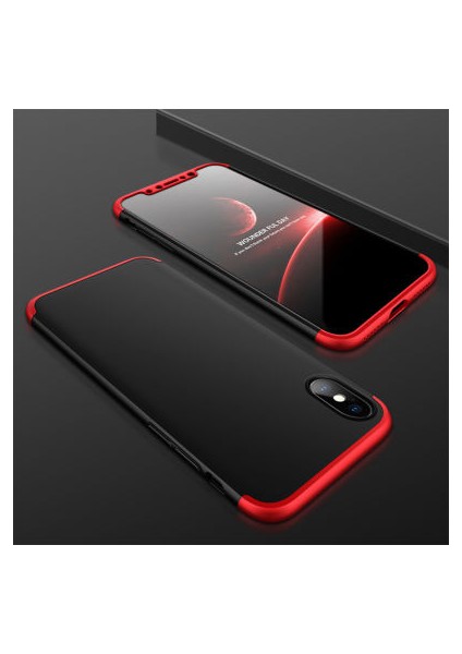 iPhone Xs Kılıf 3 Parçalı Şık Patch Sert Silikon Kapak