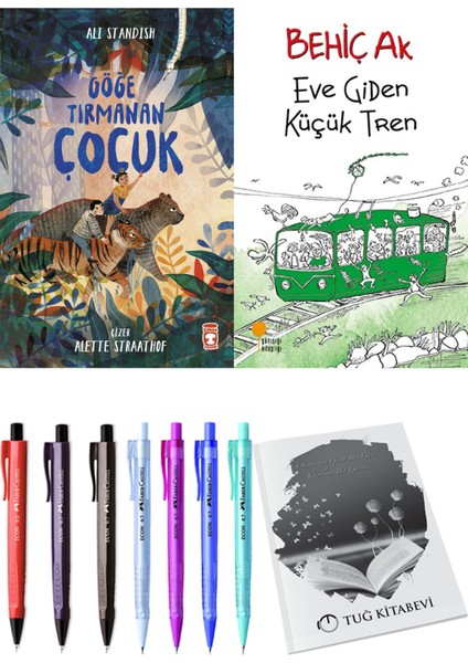 Eve Giden Küçük Tren ve Göğe Tırmanan Çocuk 2li Set