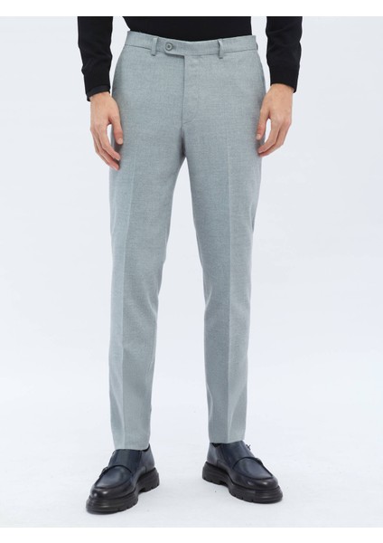 Gri Düz Dokuma Fitted Fit Klasik Pantolon fiyatları