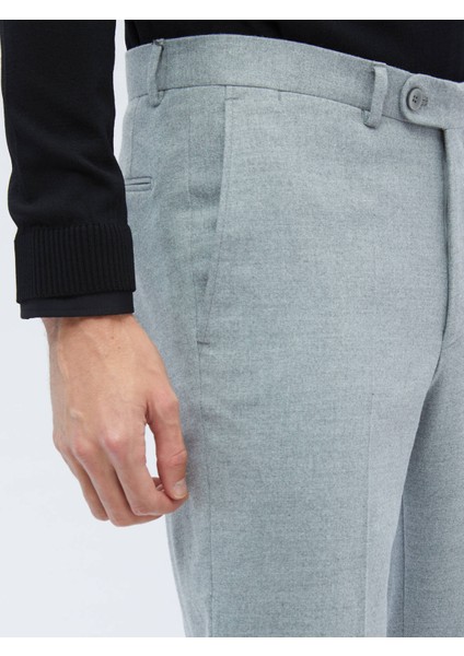 Gri Düz Dokuma Fitted Fit Klasik Pantolon fırsatları