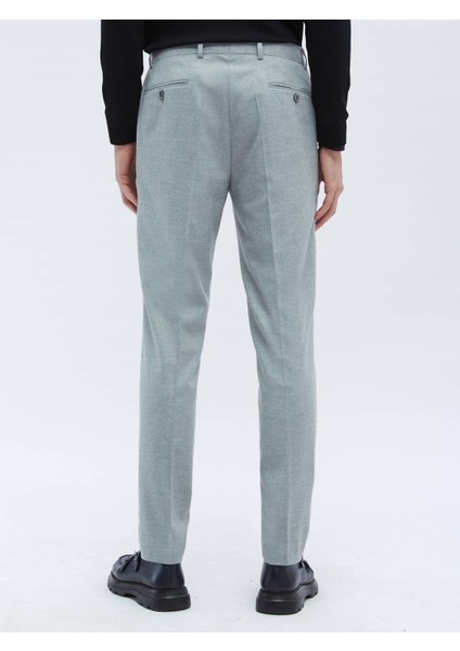 Gri Düz Dokuma Fitted Fit Klasik Pantolon indirimleri