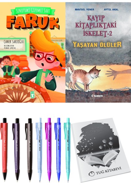 Kayıp Kitaplıktaki Iskelet 2 Yaşayan Ölüler ve Sınıftaki Gizemli Saat Faruk 2li Set
