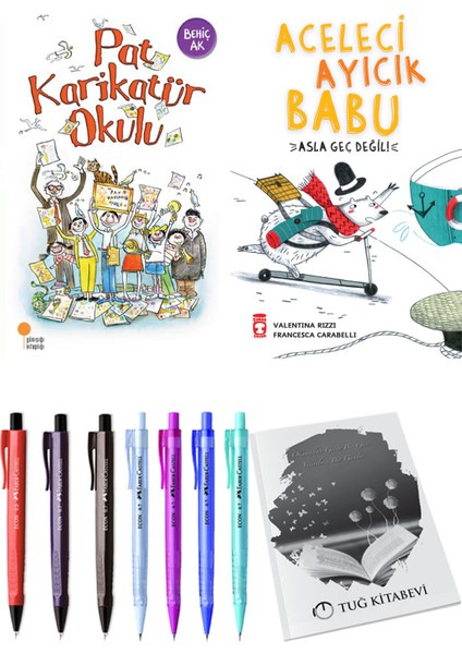 Aceleci Ayıcık Babu Asla Geç Değil ve Pat Karikatür Okulu 2li Set