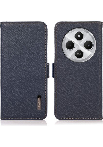 Xiaomi Redmi Için 14C 4g Telefon Kılıfı Hakiki Inek Deri Kapak Rfıd Engelleme-Mavi (Yurt Dışından)