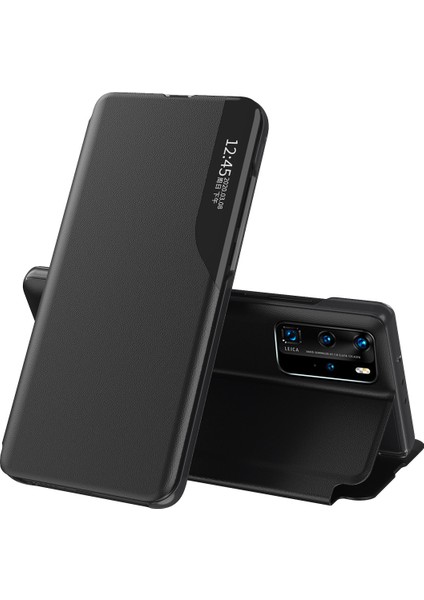 Xiaomi Redmi K30S Kapak Görünüm Penceresi Deri Standlı Kılıf-Siyah (Yurt Dışından)