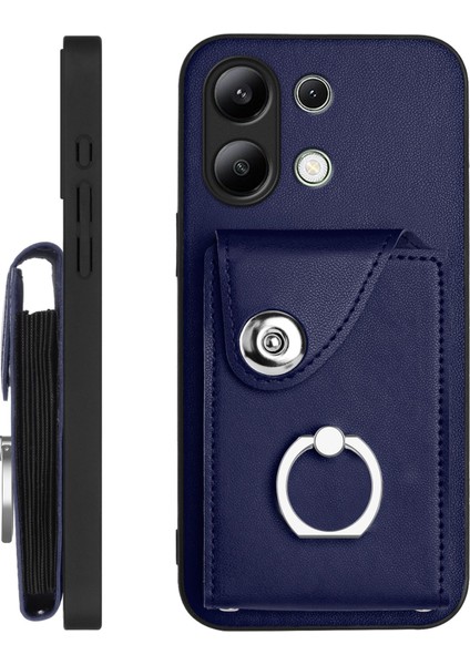 Xiaomi Redmi Için Not 13 4g Kılıf Deri Kaplama Serisikart Tutucu Deri Tpu Telefon Kapağı Kickstand-Safir (Yurt Dışından)